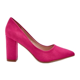 Bombas para mujeres en el pilar de ante Eco Fucsia rosado