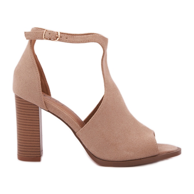 Sandalias en el beige de condición de gamuza ecológica