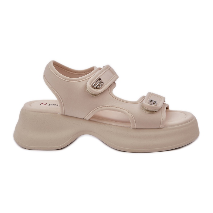 Sandalias livianas de material en la plataforma beige ligera