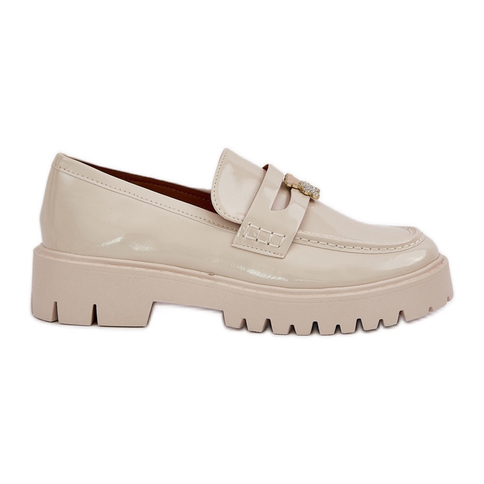 Mocasines de mujer pintados con alfileres beige oso