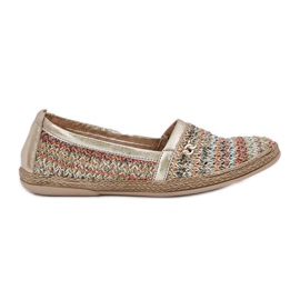 Elegantes alpargatas de cuero con una trenza Zazoo 10178 Multikolor dorado
