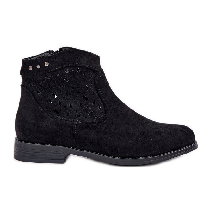 Botas abiertas para mujeres de tacón plano S.Barski Hy51-113 Negro