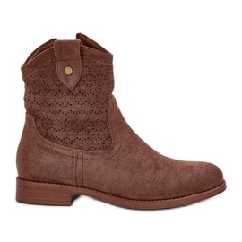S.Barski Botas abiertas de tacón plano S. Barski Hy51-063 Brown marrón