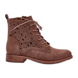 S.Barski Botas de lacee de gamuza con un patrón de trabajo abierto S. Barski Hy51-136 Brown marrón