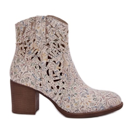 Jezzi Botas abiertas en la barra Multicolor beige