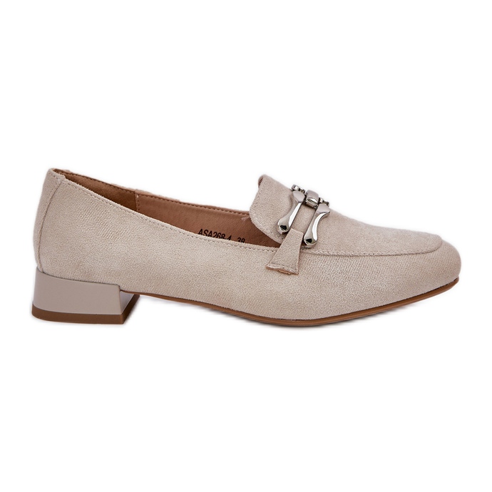 Jezzi Mocasines con un adorno en un delicado tacón ecológico beige