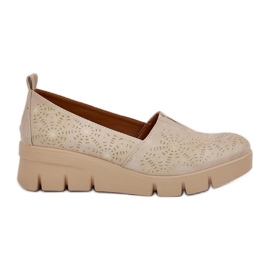 Jezzi Zapatos para mujeres con un patrón de cuña de oro dorado