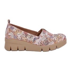Jezzi Zapatos para mujeres con un patrón de cuña multicolor abierta blanco