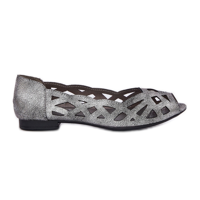 Jezzi Ballerinas de Silver Openwork con dedos desnudos plata