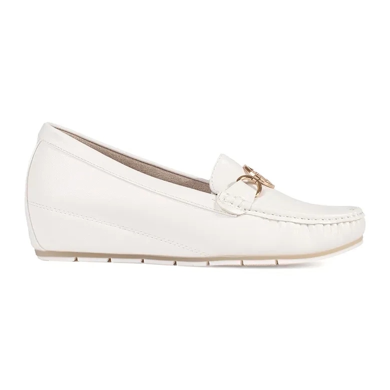 Goodin Mocasines de cuña blanca con decoración dorada blanco