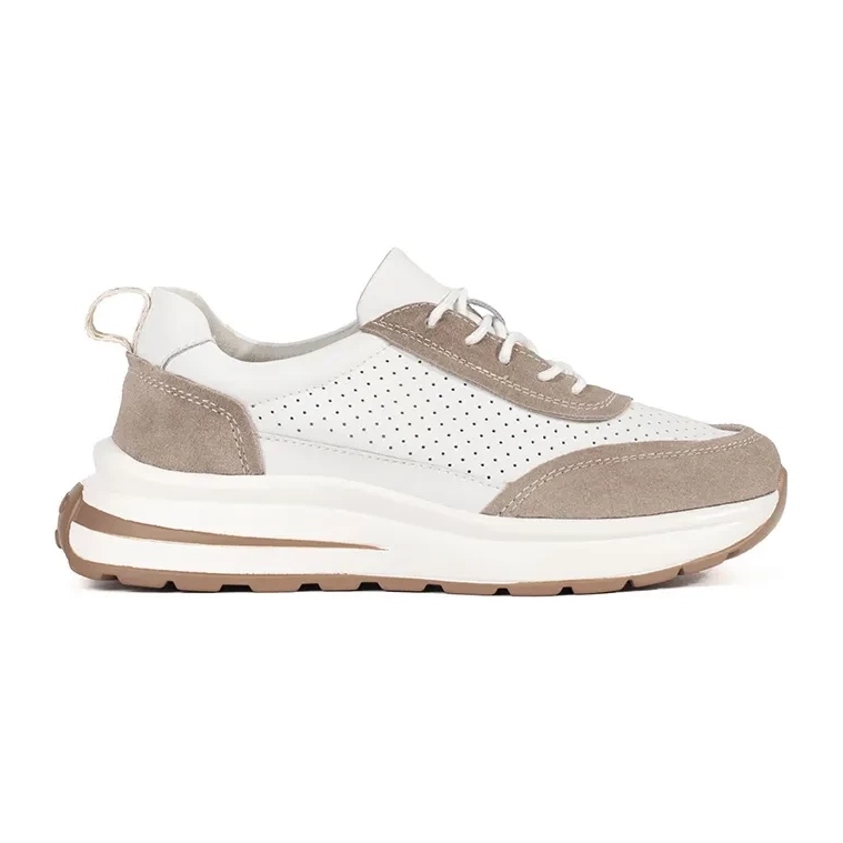 Goodin Zapatos deportivos de cuero Openwork en una espesa suela de beige blanco