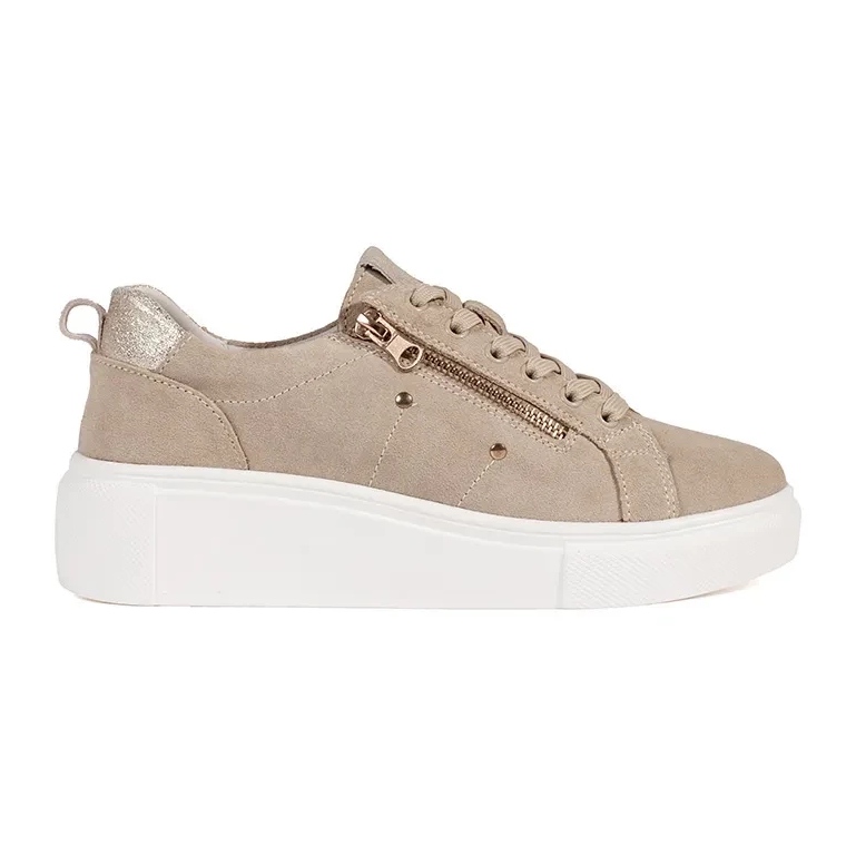 Goodin Zapatillas beige con suela gruesa.