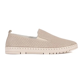 Goodin Mocasines de cuero beige ligero