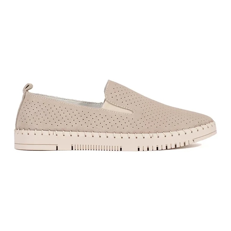 Goodin Mocasines de cuero beige ligero