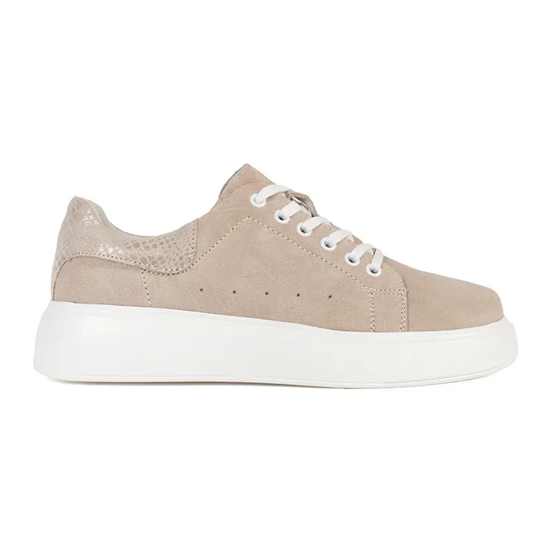 Goodin Zapatillas de cuero beige en una suela gruesa