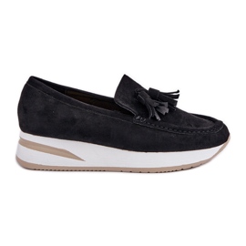 Mocasines en una delicada cuña ecológica negro Mocasines en una delicada cuña ecológica negro