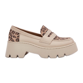Zazoo Mocasines de cuero para mujeres ligeras beige