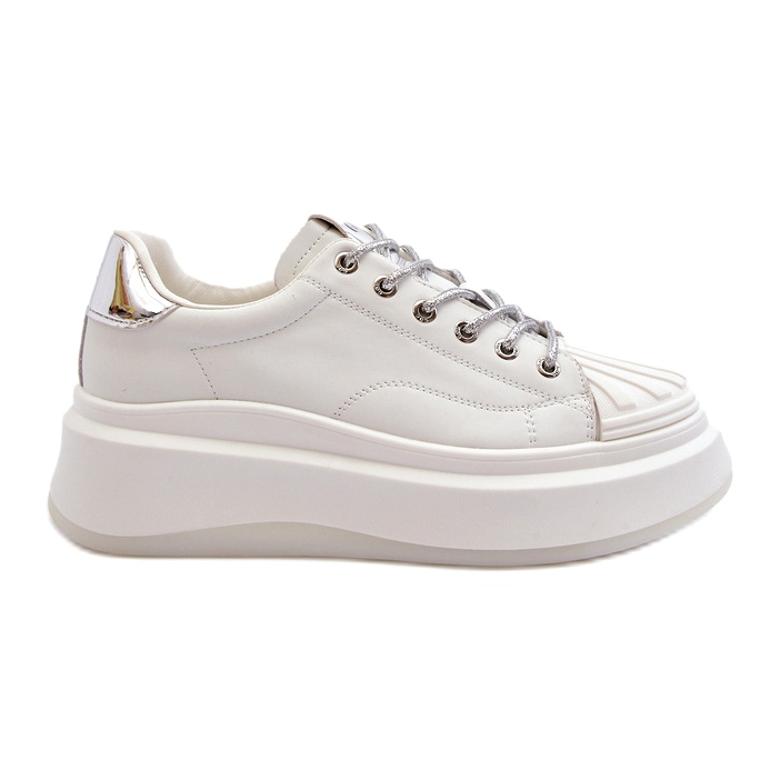 Zapatillas de deporte de cuero deportivo femenino en Goe NN2N4033 Plataforma blanca blanco
