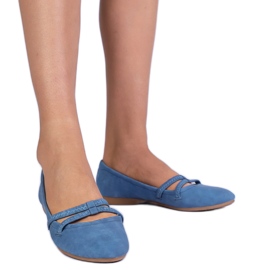 Ballerinas de mujeres azules hechas de Matt Eco -Leather