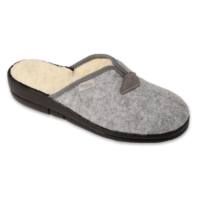 Pantuflas de mujer befado de pu con aislamiento de lana 937D638, gris Pantuflas de mujer befado de pu con aislamiento de lana 937D638, gris