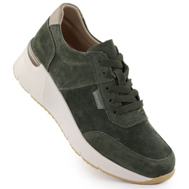 Zapatillas de deporte de cuero en cuña Sergio Leone SP104 Suedas de gamuza verde