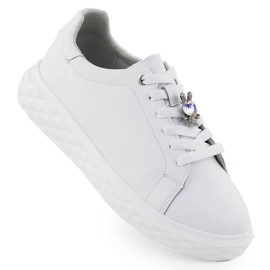 Zapatos de cuero para mujeres con un adorno en la plataforma blanca Sergio Leone SP110 blanco