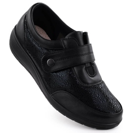 Los cómodos zapatos de mujer con velcro negro unisoft 9022
