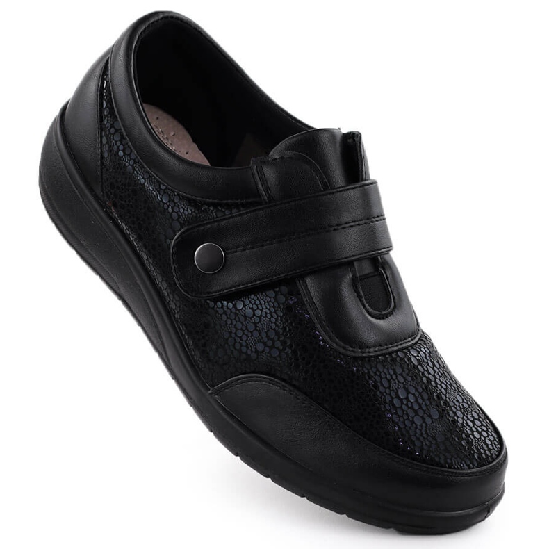Los cómodos zapatos de mujer con velcro negro unisoft 9022
