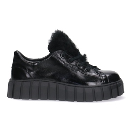 Zapatos de cuero para mujeres Pollonus Black Pour 5-1578-005 negro