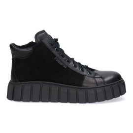 Zapatos de cuero para mujeres Pollonus Black Face 5-1575-004 negro