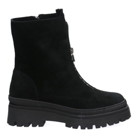 Trabajadores de cuero para mujeres Pollonus Black Velor 5-1601-001 negro