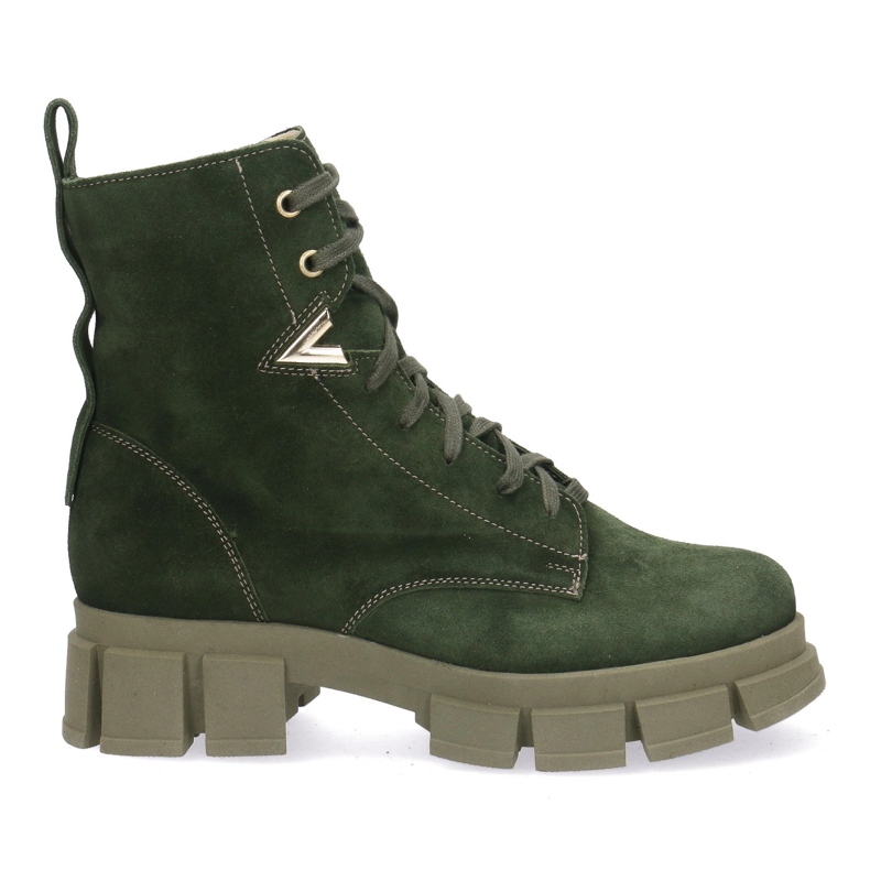 Polbut Botas de cuero para mujeres Pollonus Green Velor 5-1583-004 verde
