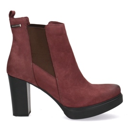 Polbut Tacones de cuero para mujeres Pollonus Borgoña 5-0871-011 rojo