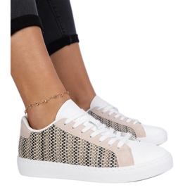 Zapatillas de deporte de material para mujeres beige