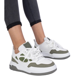 Zapatillas de deporte de mujeres verdes con cordones masivos