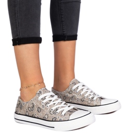 Zapatillas de deporte de material de mujer marrón en estilo azteca