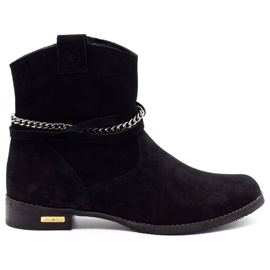 Olivier Botas de mujer negras aisladas con cadena Luna negro