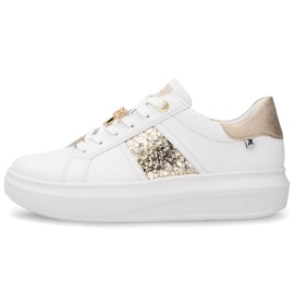 Zapatillas de deporte de cuero para mujeres en la plataforma White Rieker 1202-82 blanco