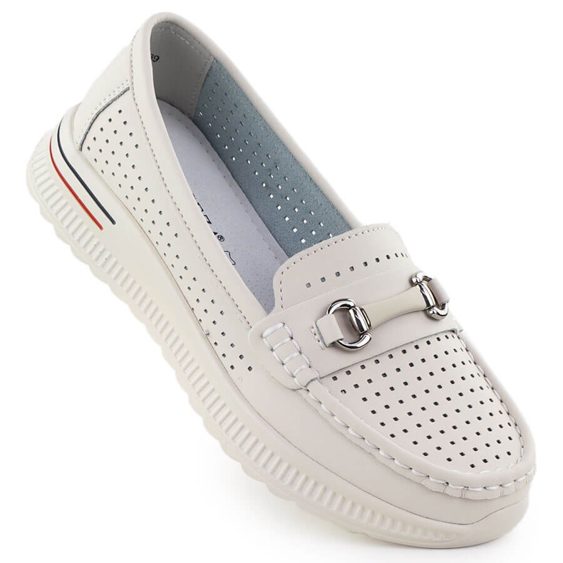 Zapatos de cuero a puertas, mocasines beige Vinceza 95331
