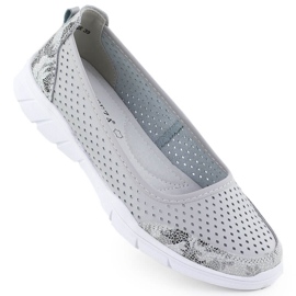 Ballerinas de cuero Openwork Comfort Grey Vinceza 95323 gris