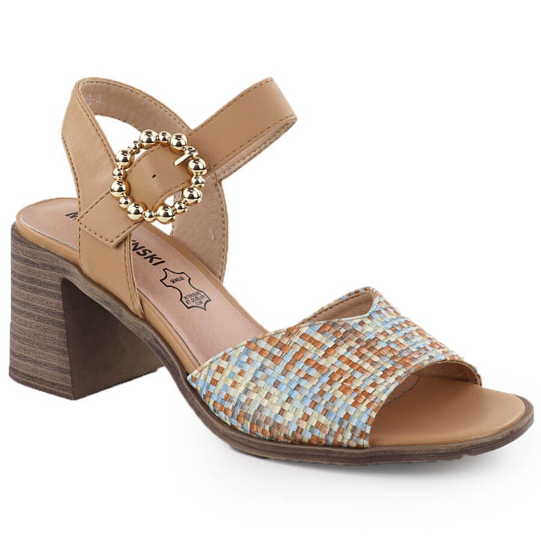 Sandalias de mujeres en el pilar de las trenzas beige M. Daszyński MR24125-4