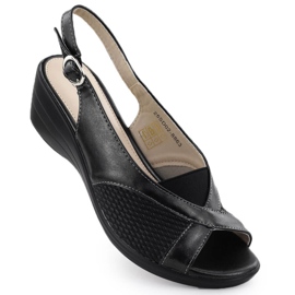 Evento Sandalias para mujeres en cuñas cómodas y ventosas negras 8863 negro