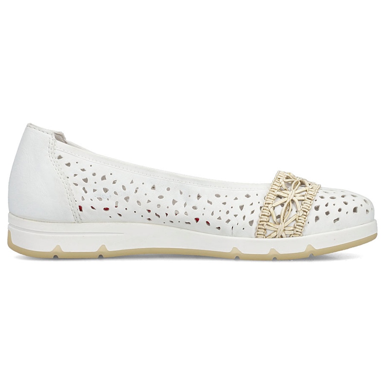 Ballerinas femeninas abiertas cómodas blancas rieker l3062-80 blanco