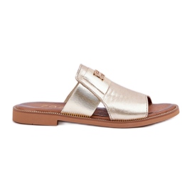 Elegantes zapatillas de cuero natural Zazoo 40423 Zloty dorado