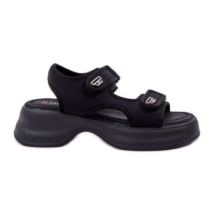 Sandalias de luz de material en la plataforma negra negro