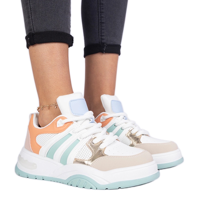Zapatillas de deporte para mujeres naranjas con cordones masivos
