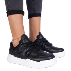 Zapatillas negras para mujeres con cordones gruesos negro