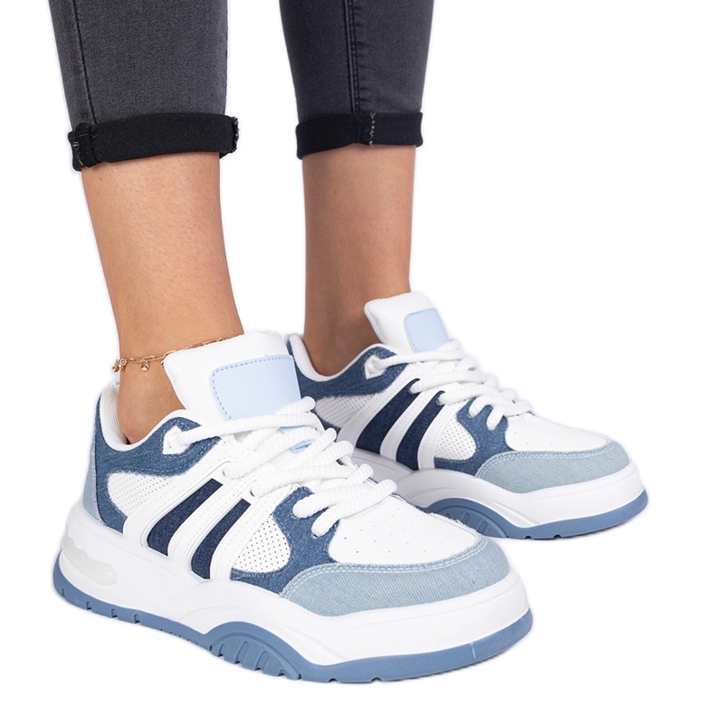 Zapatillas de deporte para mujeres azules con cordones masivos Zapatillas de deporte para mujeres azules con cordones masivos