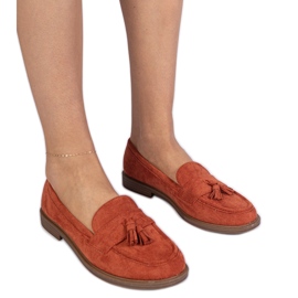 Mocasines de mujer naranja de Ekozamsz con flecos