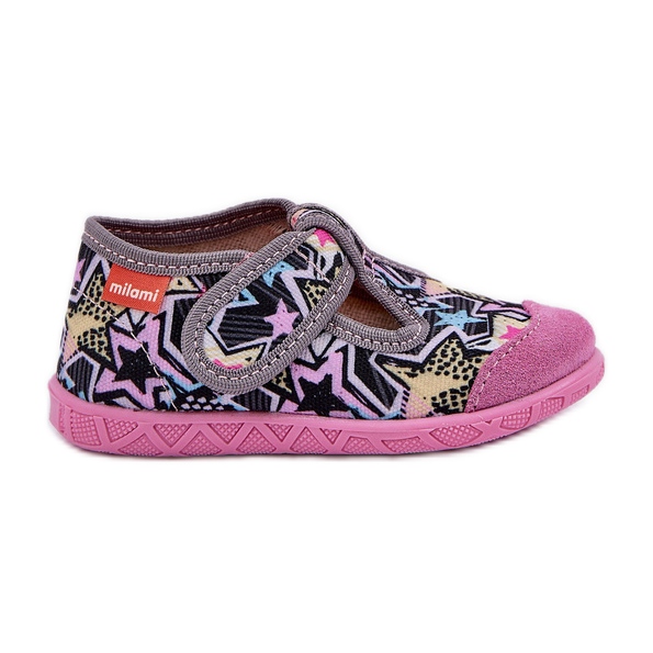Zapatillas para niños en velcro gris rosa